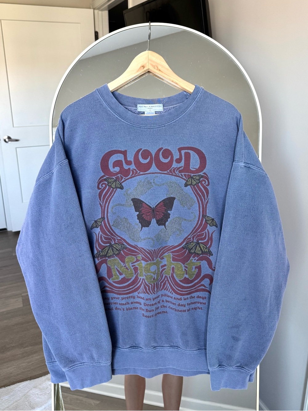 Urban Outfitters x PROJECT SOCIAL Good Night Butterfly Crewneck Sweatshirt